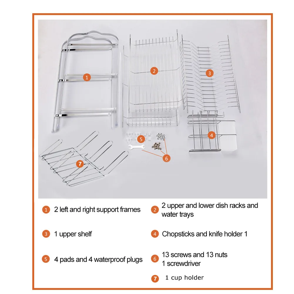 Стеллаж для хранения сушки три Слои Хромированная Пластина дренажная стойка стеллаж для хранения с дренажная панель столовые приборы: чашки блюдо стеллажи для выставки товаров 3-х уровневая Dishrack