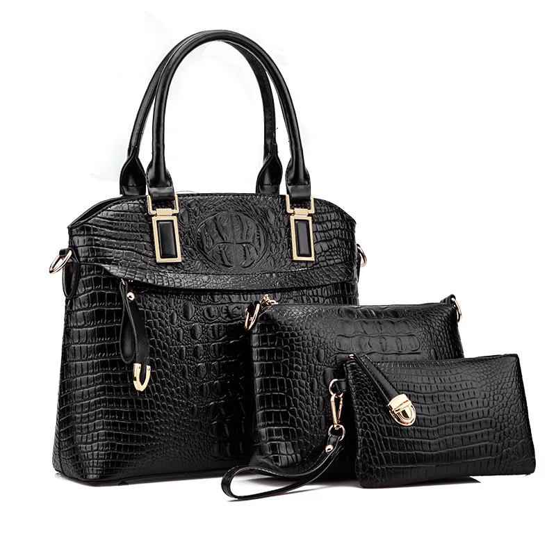 

3 Pcs Women Handbags New Fashion Alligator Design Pu Leather Lady Shoulder Bags Female Girl Brand Luxury Crossbody Composite Bag