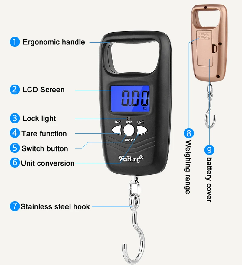 ЖК-дисплей цифровые весы для багажа чемодан вес 50 кг Висячие ручные весы для рыбалки сумка для путешествий весы электронные весы безмен