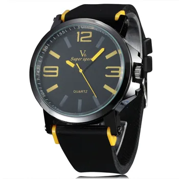 

New Fashion Top Luxury Brand V6 Watch Men Quartz Steel Case Classic Simple Dial Casual Black Silicone Strap Sport Wristwatches