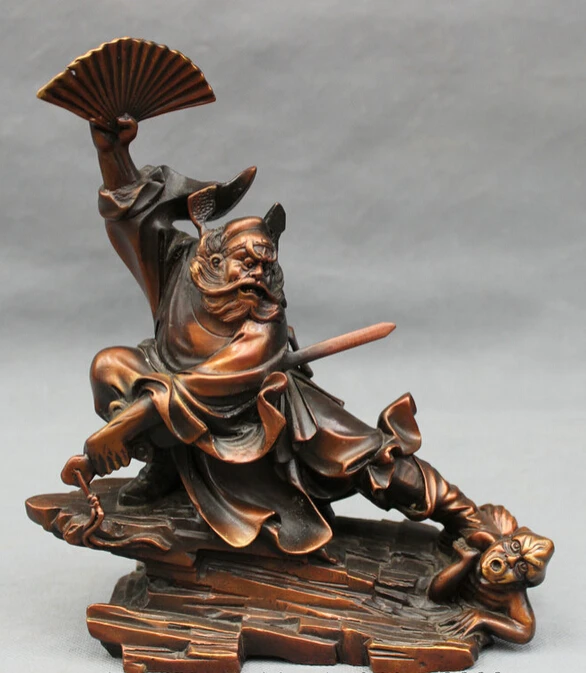 

song voge gem S4114 9" Chinese Pure Bronze Protect BiXie ZhongKui ChungKuei God Catch Ghost Statue