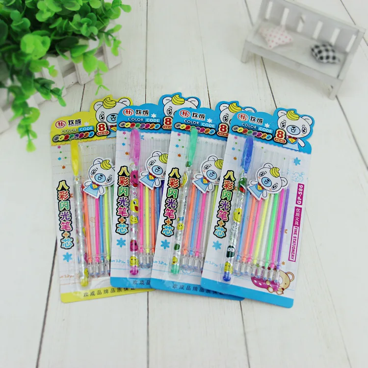 1 ручка и 8 пополнения/набор цветные гелевые ручки DIY украшения для цвет ручки набор корейских канцелярские школьные товары