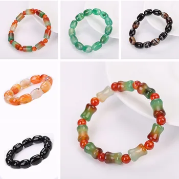 

Original Amber Agate Chakra Bracelet Jewelry Handmade Multi Color Natural Stone Tube Beads Wrap Couples Bracelets Creative Gifts