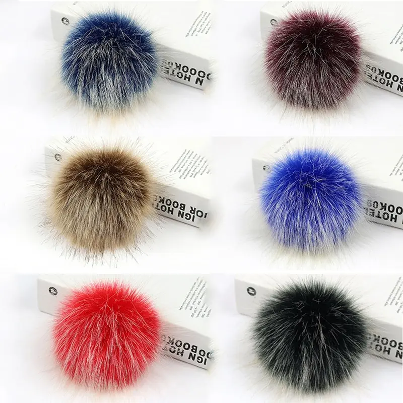 1Pcs 10 cm/3.94 Inch Faux Fox Fur Ball for DIY Key Chain Knitting Hats Pompoms Accessories 6 Colors