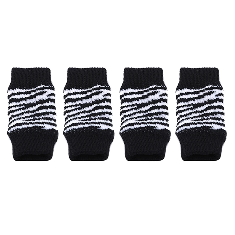 4Pcs/Pack Pet Socks Cover Protection Dog Warm Knee Protector Anti-Skid Pet Legs Warmer Pet Practical Supplies - Цвет: Black white