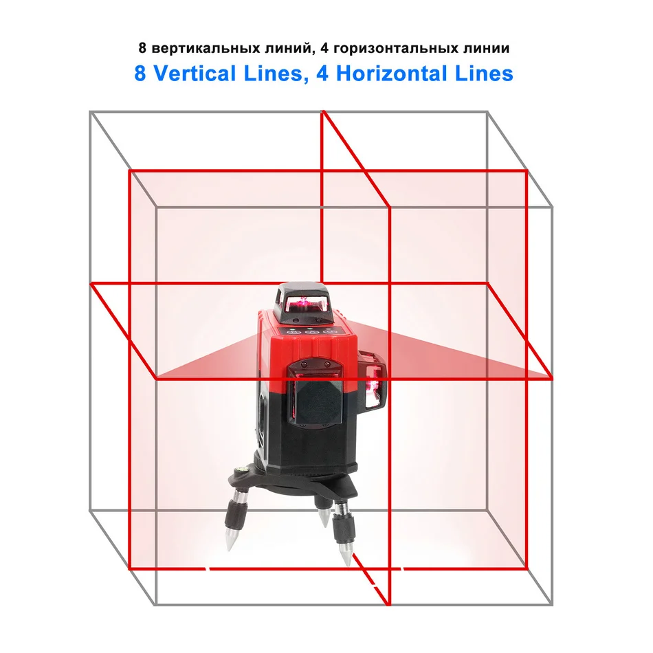 Kaitian лазерный нивелир штатив 3D 12 линий самонивелирующийся 360 горизонтальный и Вертикальный Аккумулятор мощный уличный детектор красные лазеры