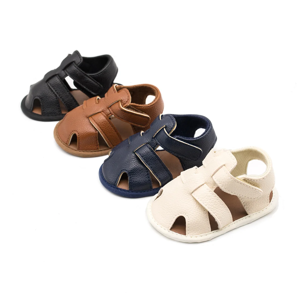 

PU Leather Summer Baby Boy Sandals Breathable Non-slip Hollow Newborn Toddler Shoes Infant Footwear