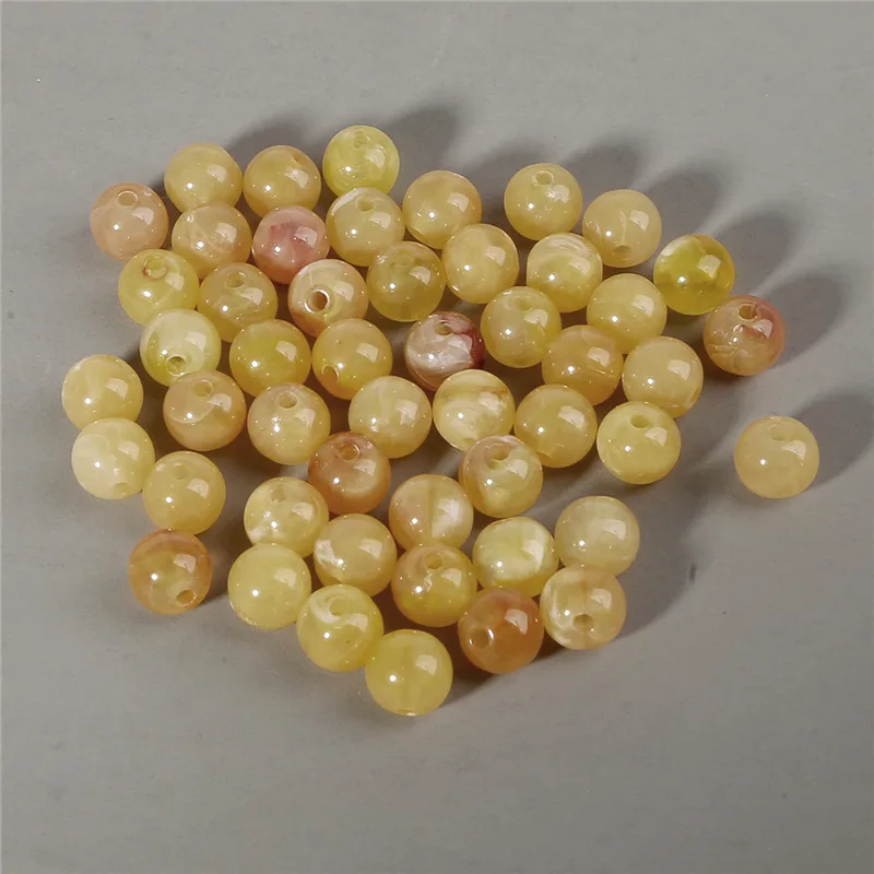 Wholesale 6mm 8mm 10mm Acrylic Clouds Beads Effect Round BEADS Spacer Loose Beads For Jewelry Making DIY Bracelet - Цвет: Yellow