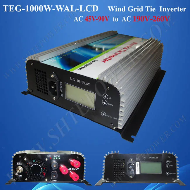 

3 Phase Grid Inverter 1KW Grid Tie Wind Inverter With Dump Load And Meter-LCD AC 45-90V to AC 190V-260V