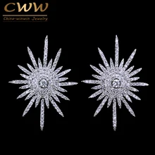 CWWZircons сверкающие звезды Форма Высокое качество кубический цирконий Настоящее 925 пробы серебряные серьги Лето модное ювелирное изделие CZ338
