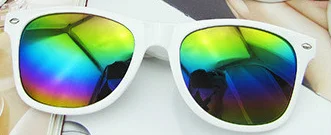 Крутые мужские и женские модели очков Rice Nails светоотражающие солнцезащитные очки ретро стиль звезда Модные женские солнцезащитные очки - Название цвета: White Colorful