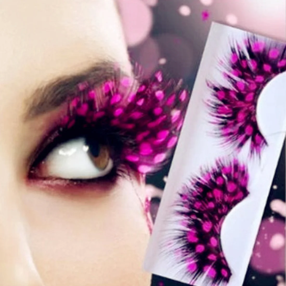 

9 COLORS Halloween Xmas Show Masquerade Natural Colorful 1 Pair Feather Dot False Eyelashes Party Nightclub Makeup Eye Lash