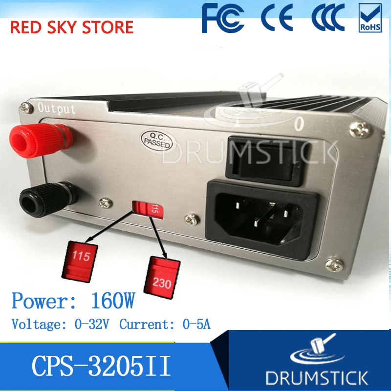  GOPHERT CPS-3205 CPS-3205II 0-30V Adjustable DC Switching Power Supply 5A 160W SMPS Switchable AC 1