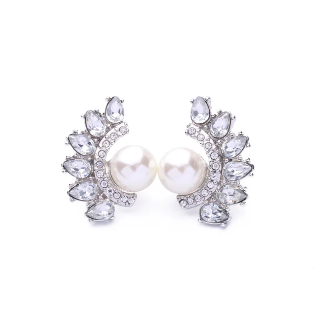 Shiny Waterdrop Crystal Earrings Simulated Pearl Women Temperament Shiny Waterdrop Crystal Earrings Simulated Pearl Women Temperament Bridal Stud Indian Jewelry
