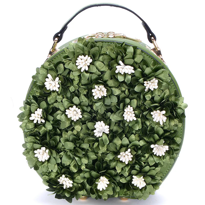 

Bags For Women 2019 New Circular Floral Handbag PU Leather Vintage Female Crossbody Bag Retro Flower Hands Bags Drop Shipping