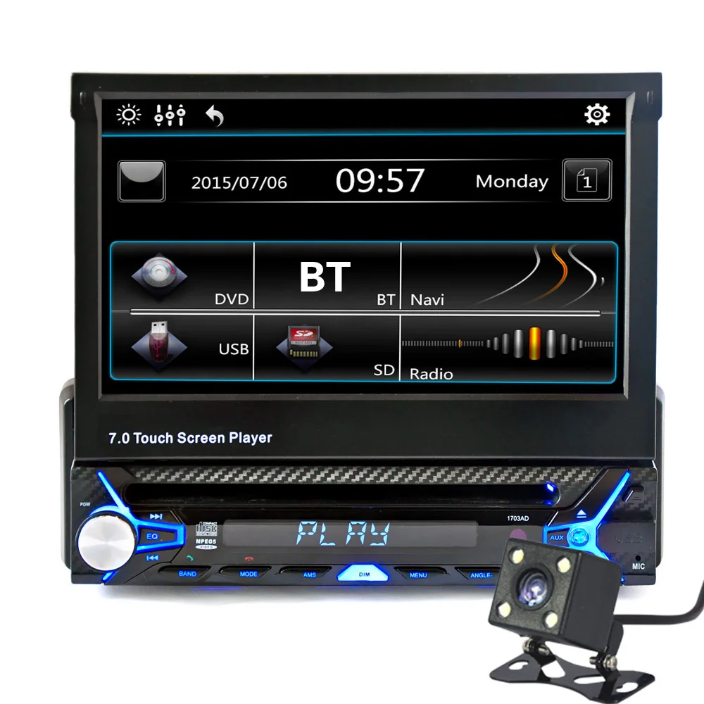 Clearance Universal 7" 1 Din Car Video with Automatic Retractable HD Contraction Touch Screen BT Car MP5 Player Audio 11