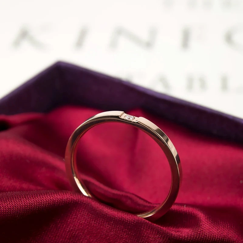 Gold Single Korean Fashion Rose Ring Imitation Diamonds Fine Jewely