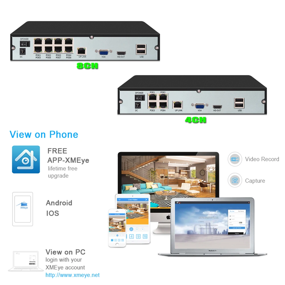 YiiSPO POE NVR 1080 P CCTV 48 V IEEE802.3af безопасности 8CH сетевой видеорегистратор коммутатор