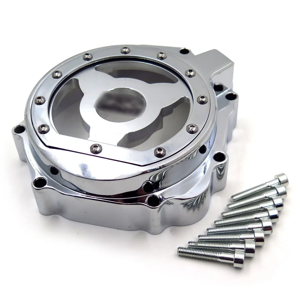 Aftermarket аксессуары для мотоциклов крышка статора двигателя прозрачная для Suzuki 2005 2006 2007 2008 GSXR 1000 хром