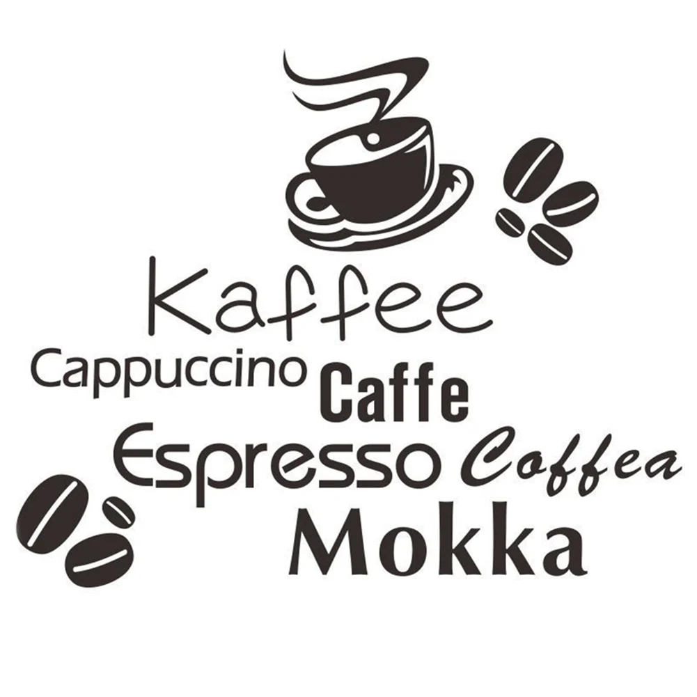 1/Pc Kaffee Cappuccino Caffe Letters Decal Wall Sticker Decoration DIY