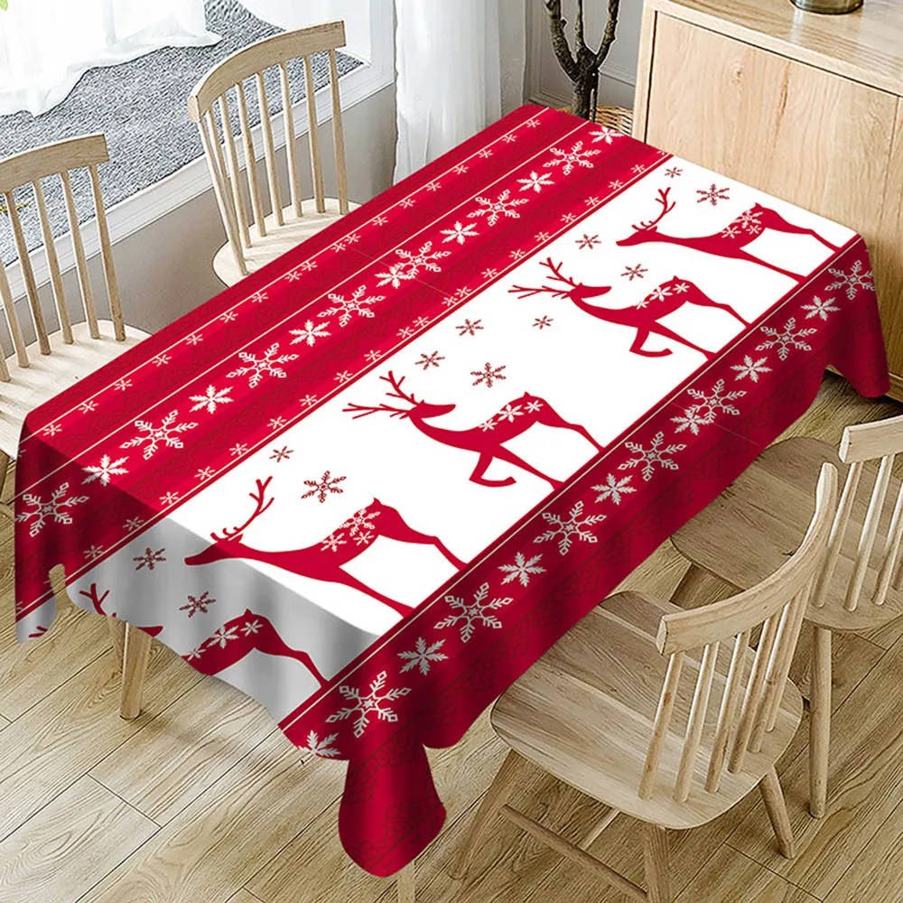 

Merry Christmas reindeer ornaments Tablecloth Print Rectangle Table Cover Holiday decor for the new year 2019 Gift Noel 2018