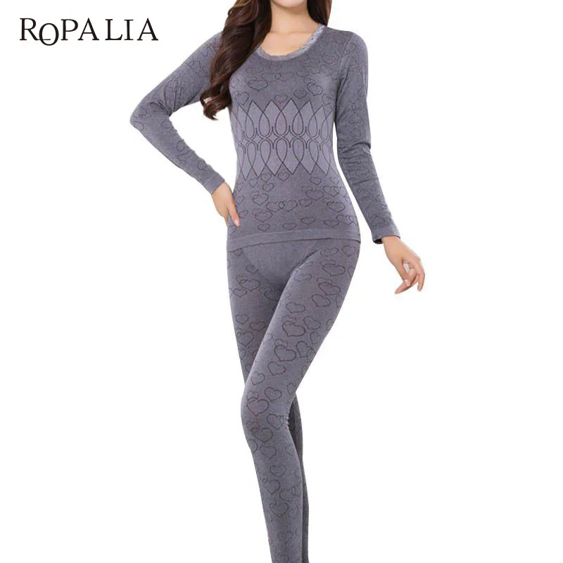 ROPALIA женское теплое термобелье Женские кальсоны с длинными рукавами термальная Одежда Нижнее белье наборы