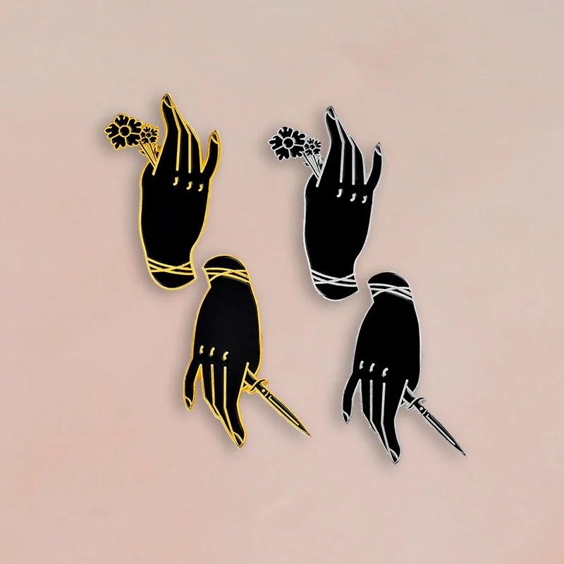 4pcs/set Love or Death Enamel Brooch Gothic Hand Sword Rose Badge Denim clothes Bag Lapel Pin Punk Jewelry Gift for friends | Украшения и