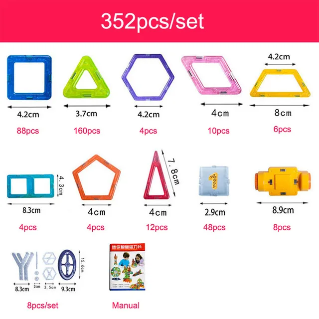32-352 шт Мини магнитные блоки Сделай Сам Магнитный конструктор Набор для строительства модель и строительная игрушка неограниченное количество creativit игрушки для детей - Цвет: 352pcs