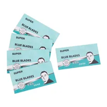 50 шт. брендовые бритвенные лезвия для мужчин для очистки лица из нержавеющей стали с двойным краем бритвенные лезвия безопасные бритвенные лезвия Супер синие