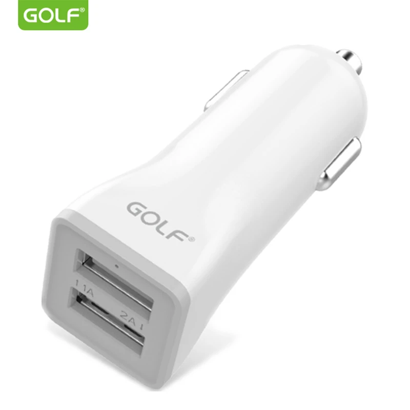 Golf 5 V 2.1A двойной выход двойной зарядное устройство USB для iPhone samsung LG Android телефон Универсальный Авто крепление электроадаптер для зарядки - Тип штекера: White