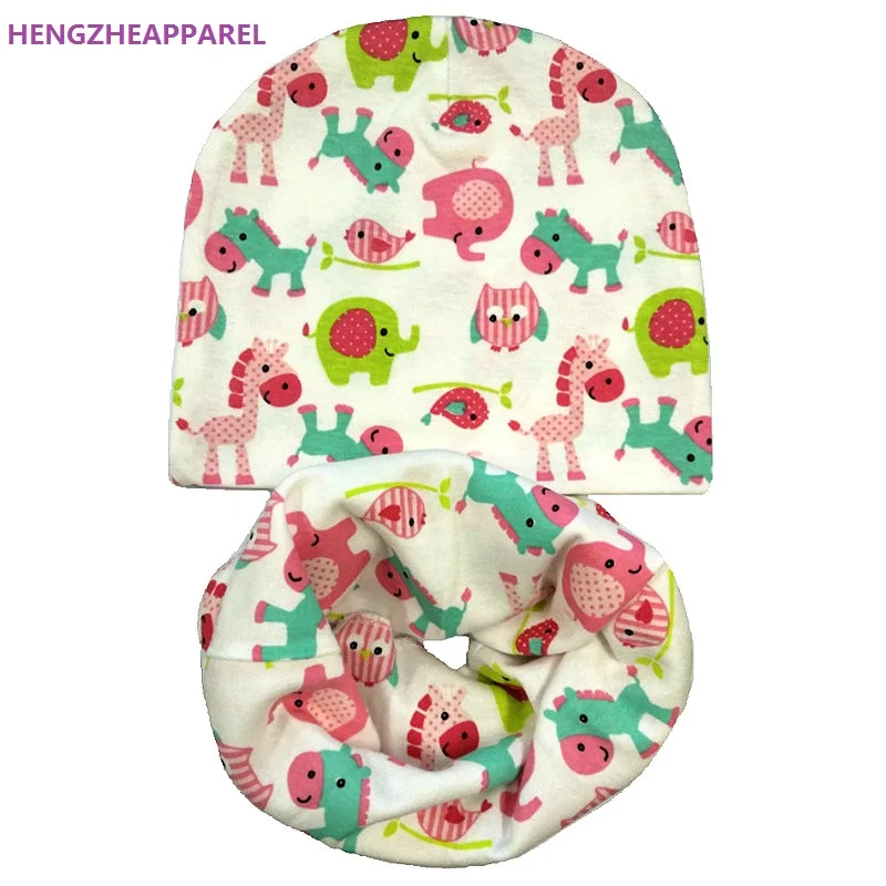 Retail and Wholesale Novelty Children Hats Spring Autumn Cotton Baby Hat Scarf Ice Cream Love Heart Print Winter Infant Baby Cap