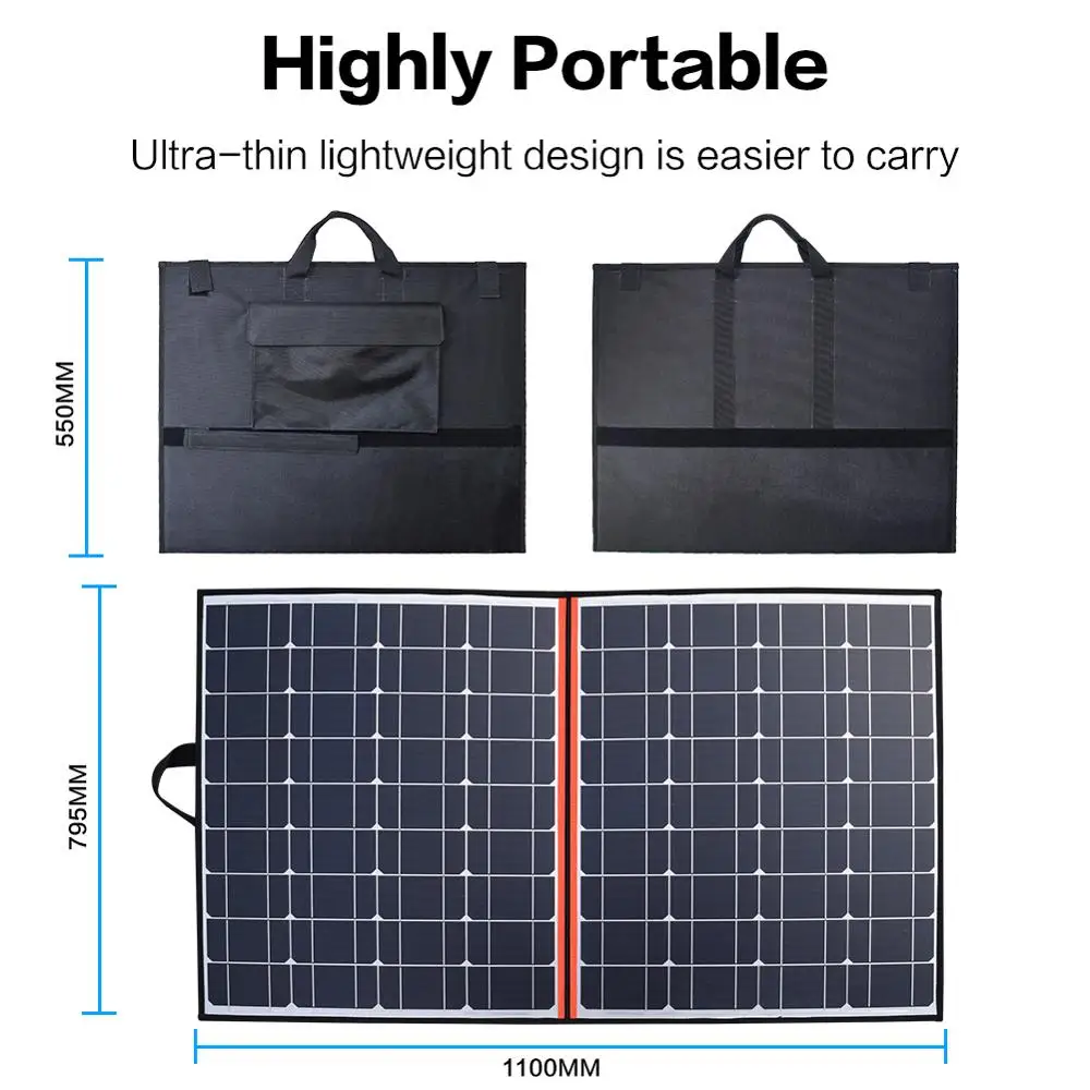  XINPUGUANG 120w (2*60w) Flexible Foldable Mono Solar Panel Light Portable High Power Outdoor Solar 