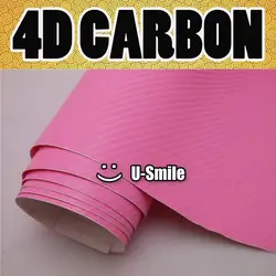 Премиум Блеск Розовый 4D углерода Волокно Винил обёрточная бумага стикеры Наклейка выпуска воздуха для автомобиля s Размеры: 1,52X30 м/Roll