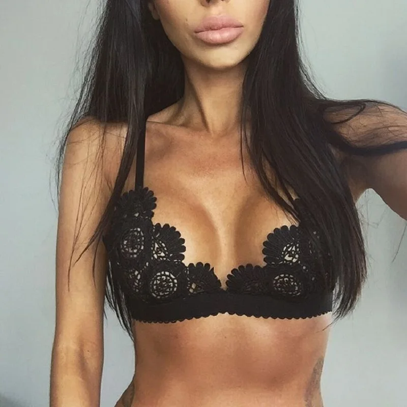 

Hot Sexy 2019 Fashion New Brand Women's Lace Floral Bralette Bralet Bra Bustier Adjusted Straps Crop Top Unpadded Plunge Bra Top