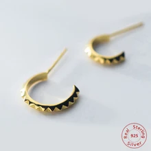 Модные простые серьги для Для женщин Аутентичные 925 пробы Серебряные ювелирные изделия вечерние Bijoux Femme Для женщин большой C в форме серьги-гвоздики