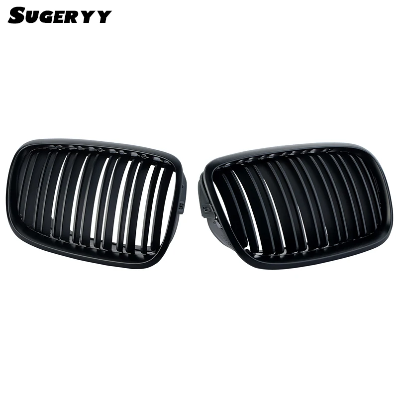 

SUGERYY 1 Pair Black Double Slat Kidney Grille Front Grill For BMW X5 Series E70 E71 Model X5 X6 SUV M Sport XDrive 2007-2013
