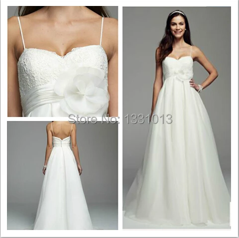 2016 Organza Wedding Dresses New Spaghetti Strap Empire Waist