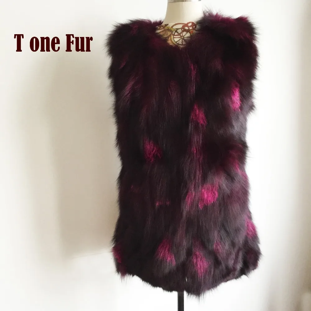 De bblue Personnalisé Natural Nature Réel Taille burgandy Pur Couleur Spécial kblue Grande green Gilet Vraie Manteau Fourrure Kfp967 rose 100 Renard HnqBWCC5