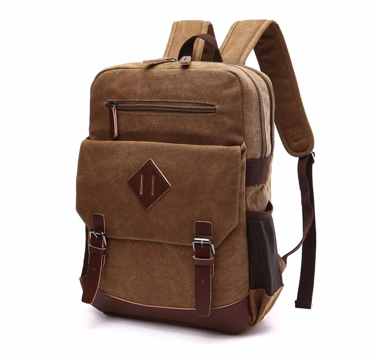 Mens Large Vintage Canvas Backpack Laptop Bag - Woosir