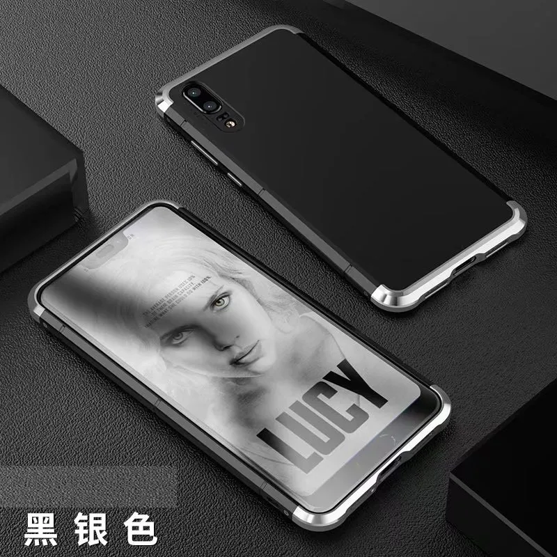 Роскошный металлический каркас для huawei P20 чехол 3в1 ударопрочный Алюминиевый бампер+ ПК Тонкий задний Чехол для huawei P20 Pro Чехол для телефона - Цвет: black silver