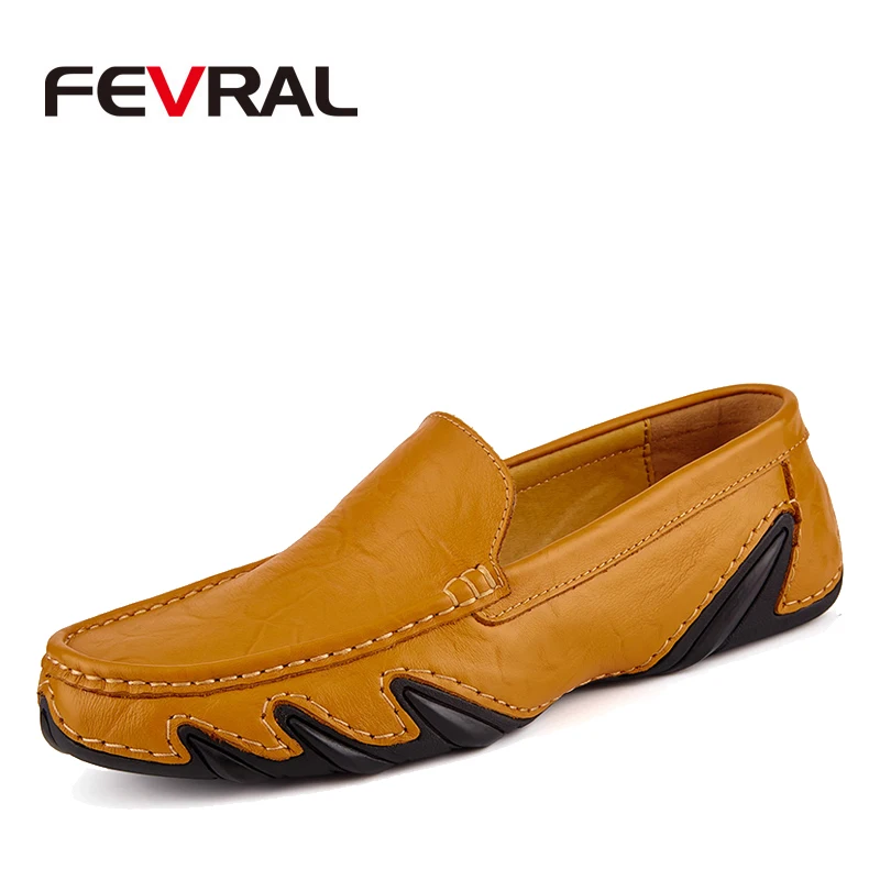 

FEVRAL Brand 2019 Men Comfortable Casual Loafers Shoes Men Flats Fashion Design Lazy Shoes Soft Driving Slip-on Footwear For Men