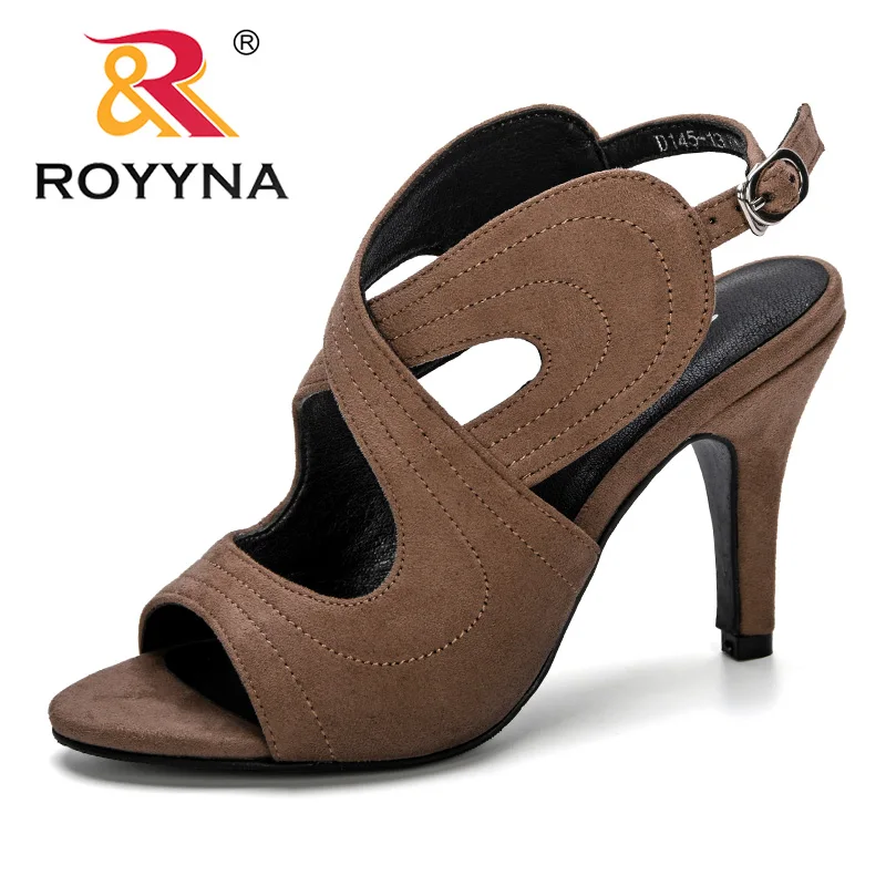 

ROYYNA 2019 Summer Women Sandals High Heel Ankle Strap Wedding Bridal Shoes Trendy Lady Satin Bride Prom Party Footwear Big Size