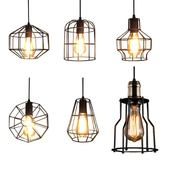 

Retro Industrial Iron Wrough Pendant Light One combo 3PCS Edison 6W warm white led bulb for pub room Restaurant Bar Study