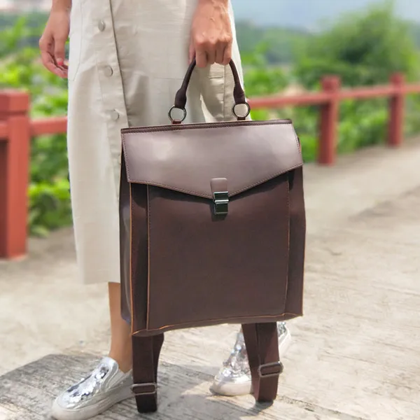 Винтажный Большой Вместительный Модный женский рюкзак 1", сумка для ноутбука, повседневный кожаный женский рюкзак - Цвет: coffee