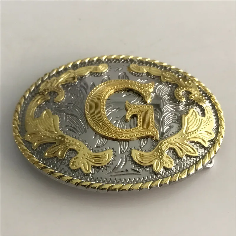 

Retail New Style High Quality Cool 3D Lace Gold G Initial Letter Men's Belt Buckle With 99*74mm 90g Metal Cowboy Belt Head