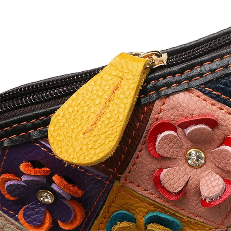 AEQUEEN, женская кожаная сумка почтальон, цветок, сумочка, маленькая Дамская натуральная кожа, цветочные сумки на молнии, цветная