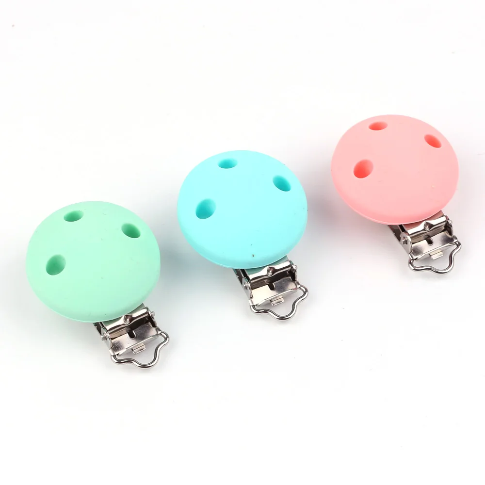 

TYRY.HU 20pcs/set Round Pacifier Clip Silicone Bead Baby Teether teething Accessories Pacifier Holder Clip DIY Tool