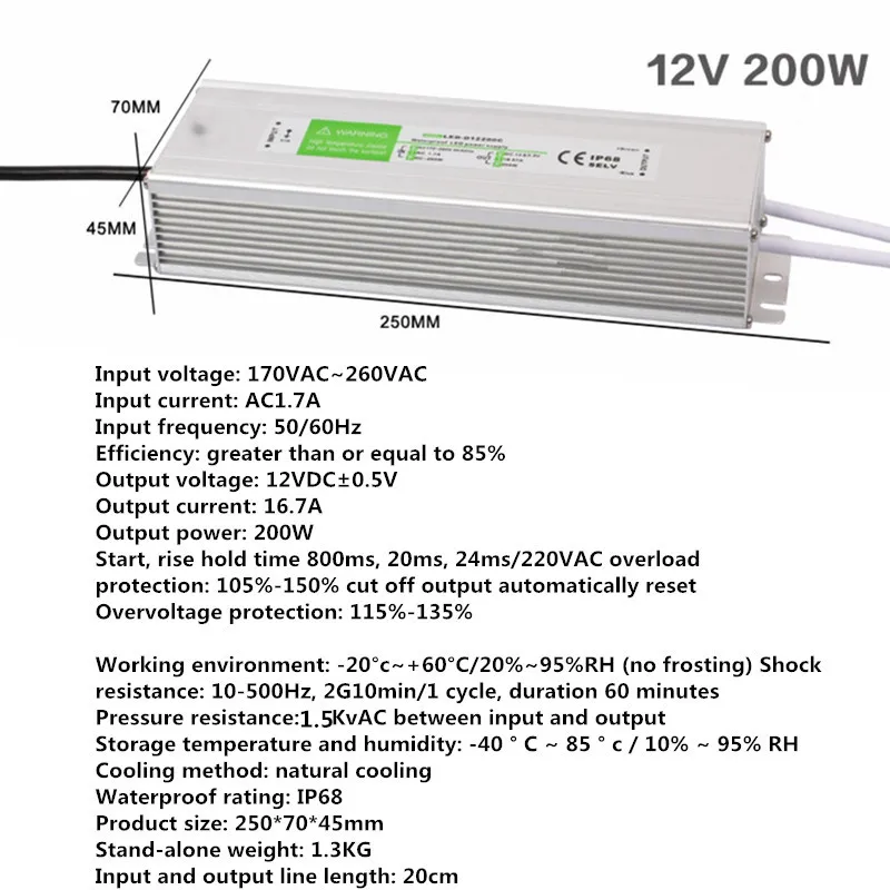 Светодиодное освещение водонепроницаемый переключатель питания DC12V/DC24V