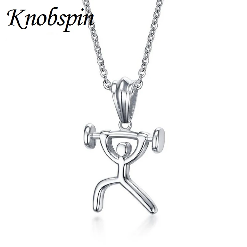 High quality Stainless Steel Men Pendant Necklace Weightlifting Charm