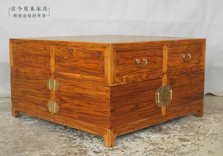 Solid wood coffee table old elm weathered CT1877 do the ...